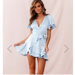 Selfie Leslie satin cami Angel ruffle mini dress